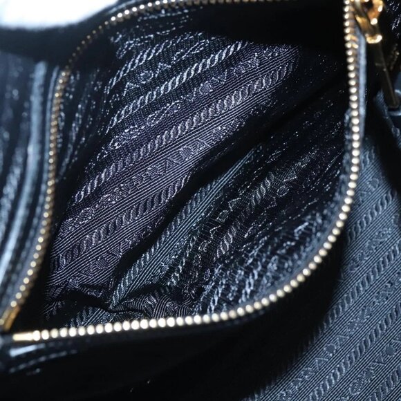PRADA Hand Bag Canvas 2way Black Gold Auth - Picture 12 of 16